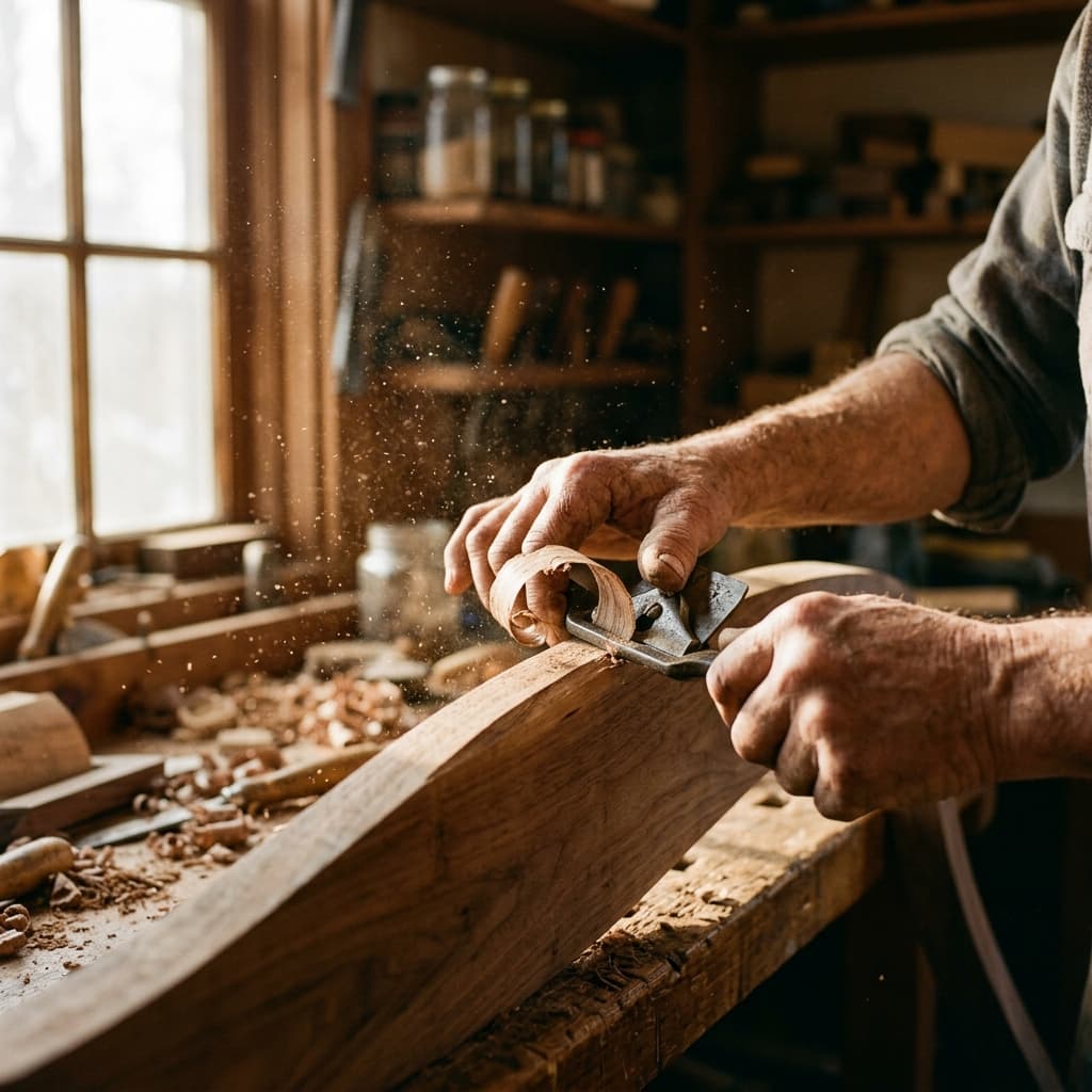 Wood shaped by hands