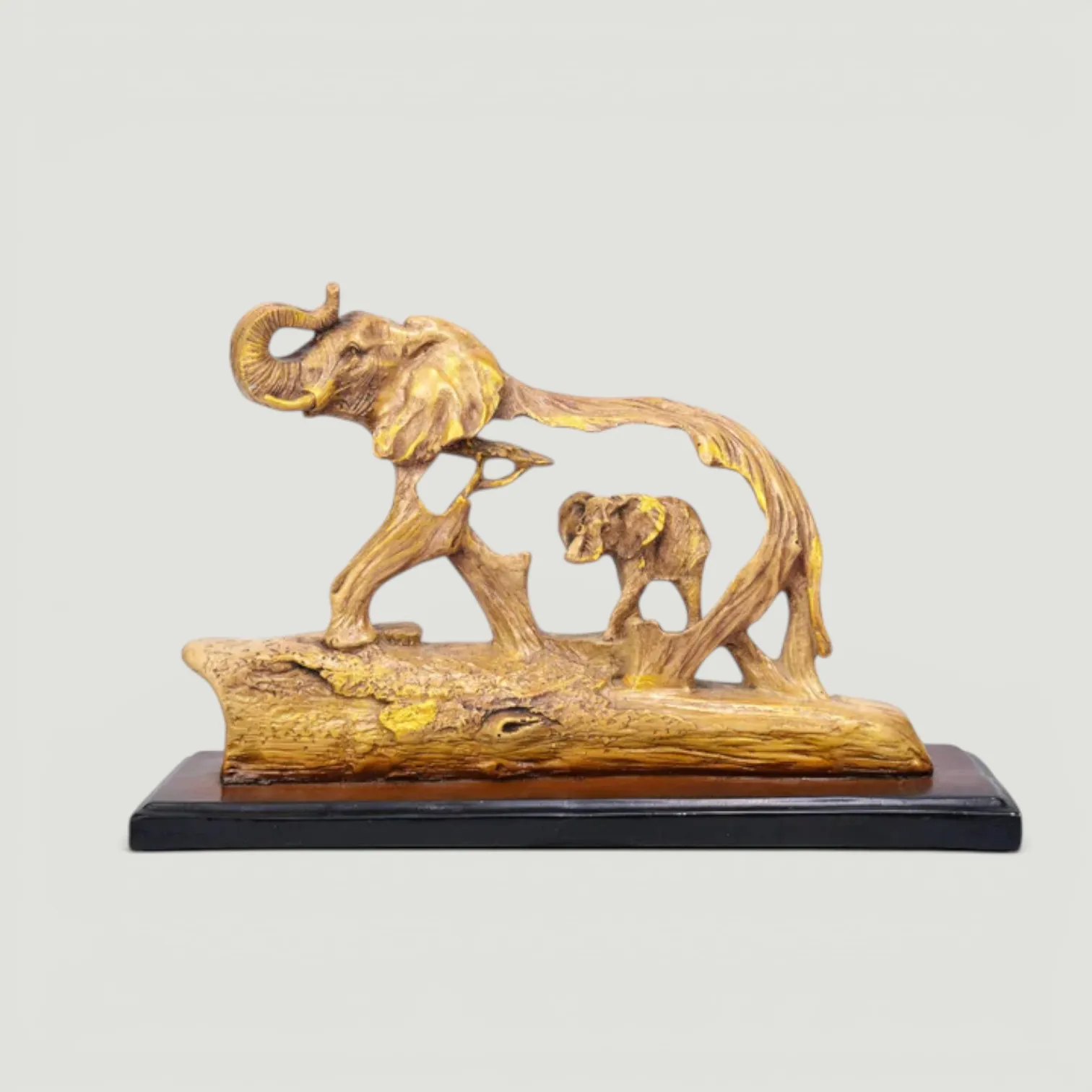 Abstract Elephant Texture Head Sculpture | Polyresin Tabletop Decor | Modern Ribbed Showpiece - view 3